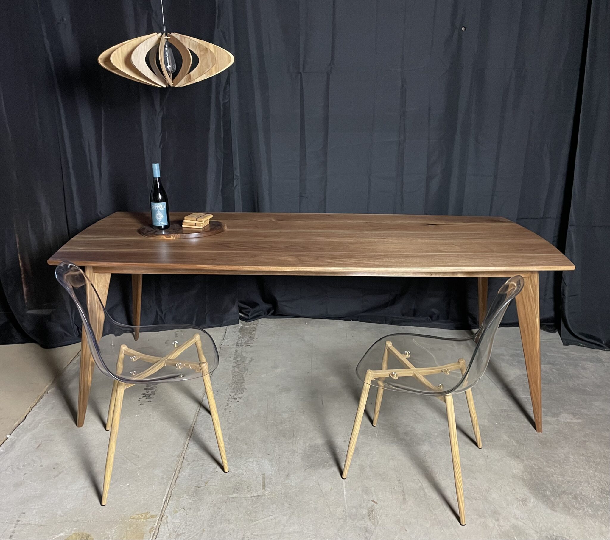 walnut modern farmhouse dining table